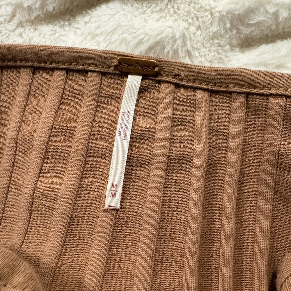 Free People Beige Button-Down Ribbed Top - Picture 6 of 6